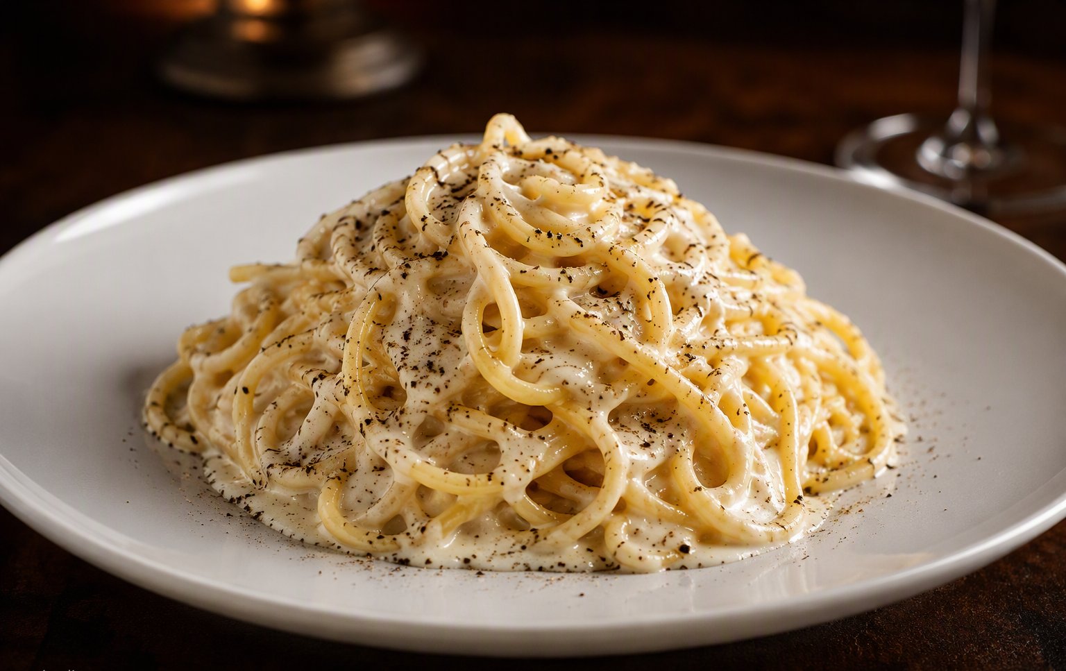 La cacio e pepe mantecata della casa
